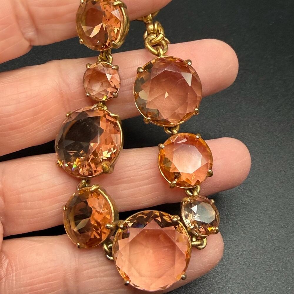 J. Crew large rhinestone gold tone bracelet #M30 peach tan - Picture 4 of 6
